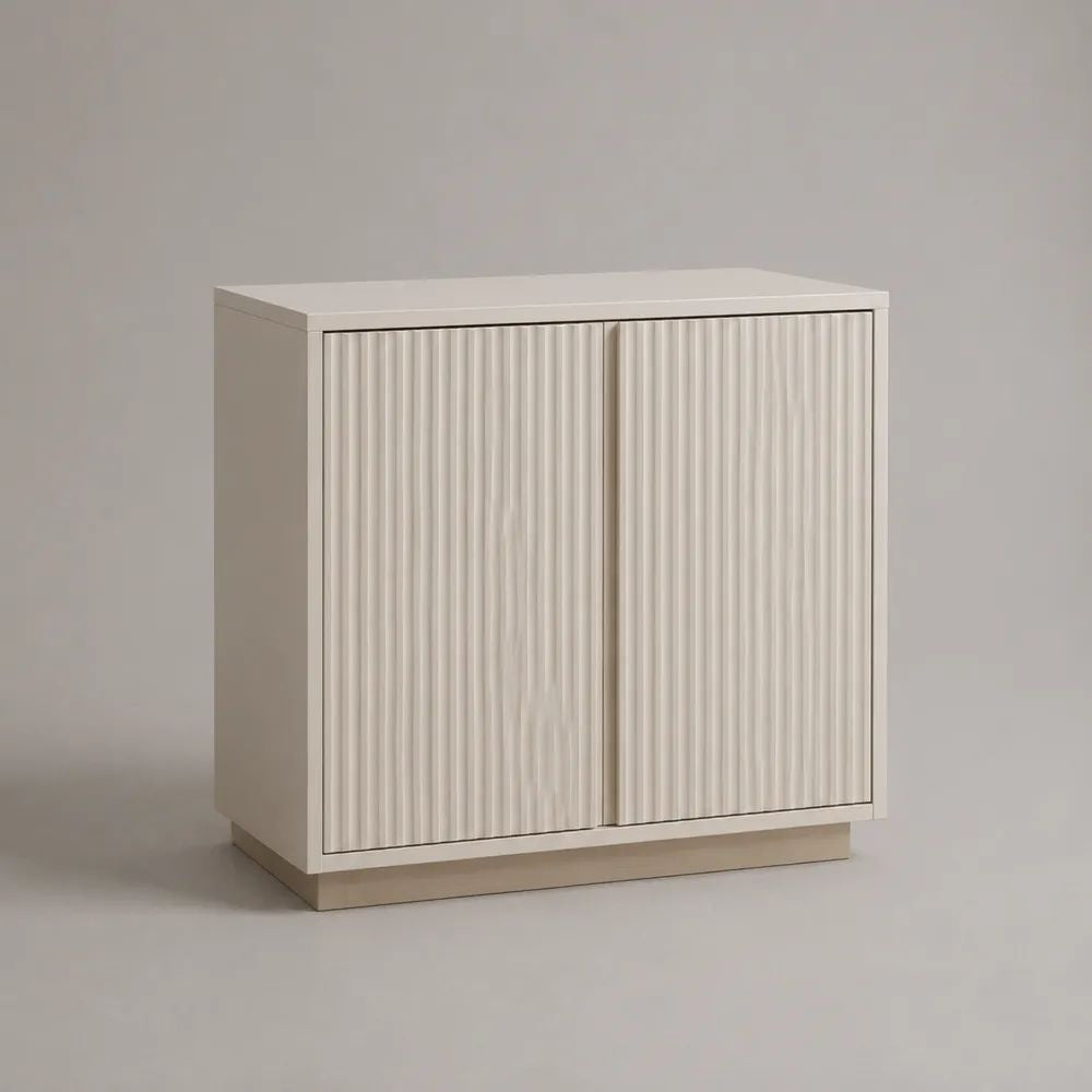 Madia credenza rettangolare in legno con 2 ante, bianco crema, 80 × 40 × 90 cm