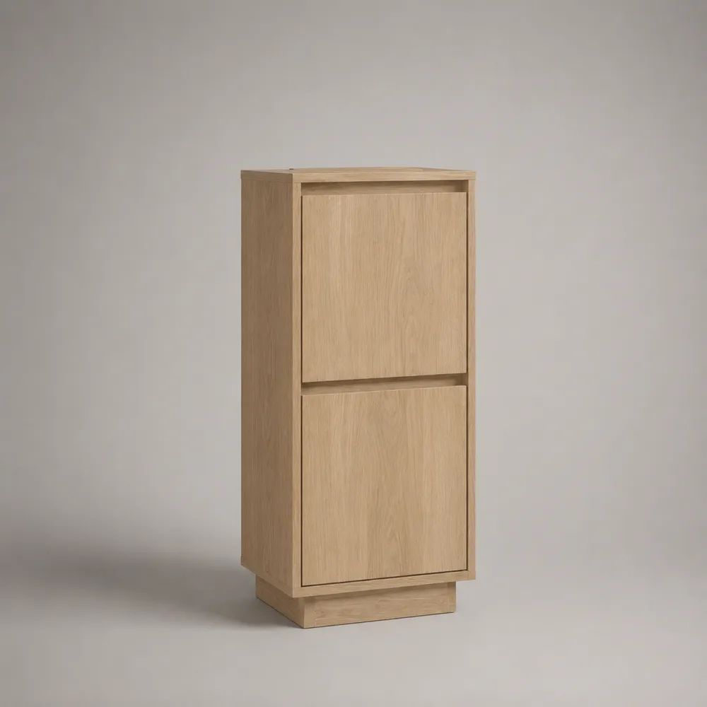 Credenza alta rettangolare in legno con 2 ante, rovere naturale, 50 × 40 × 120 cm